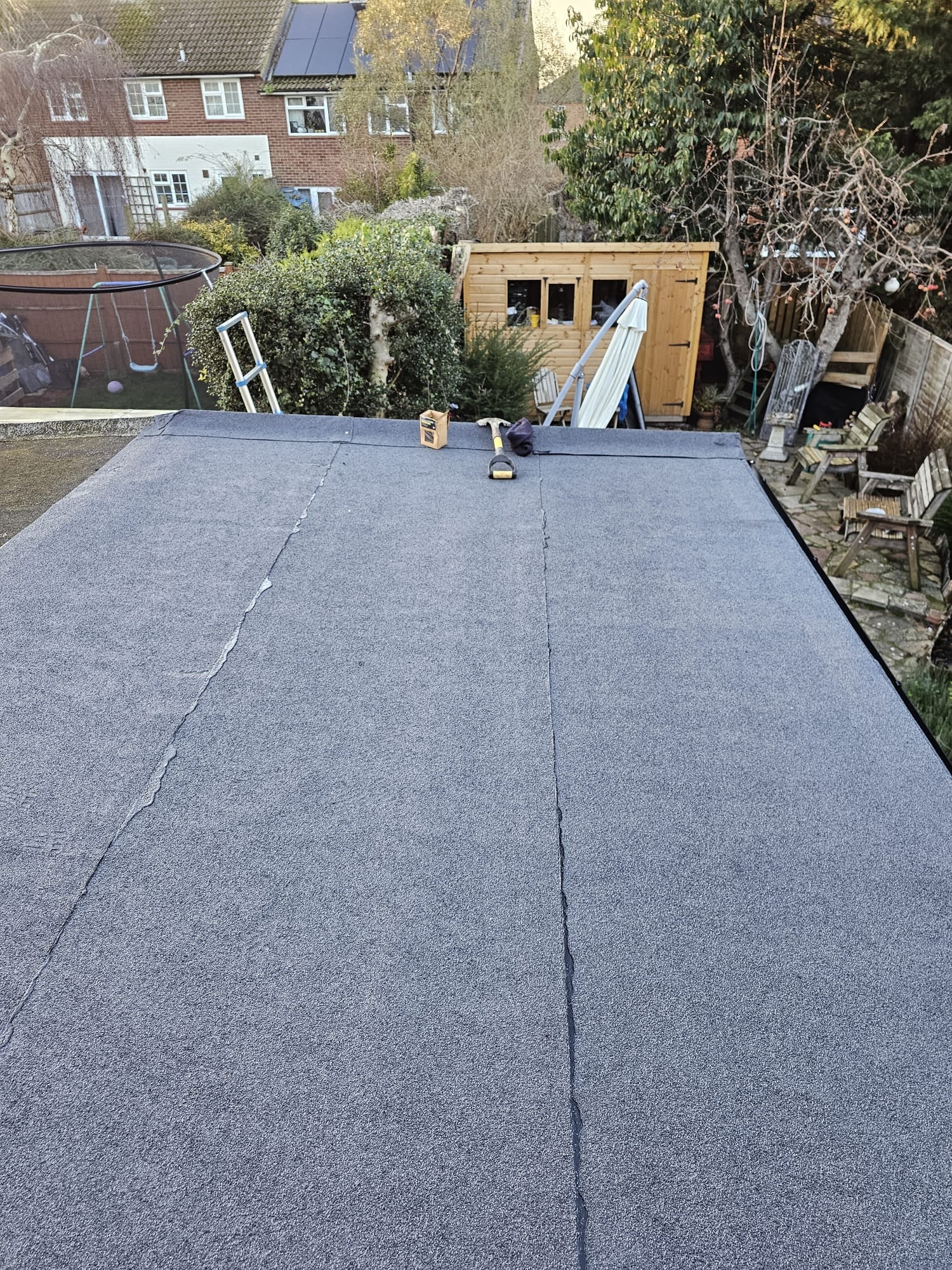 New flat roof viewed from garden