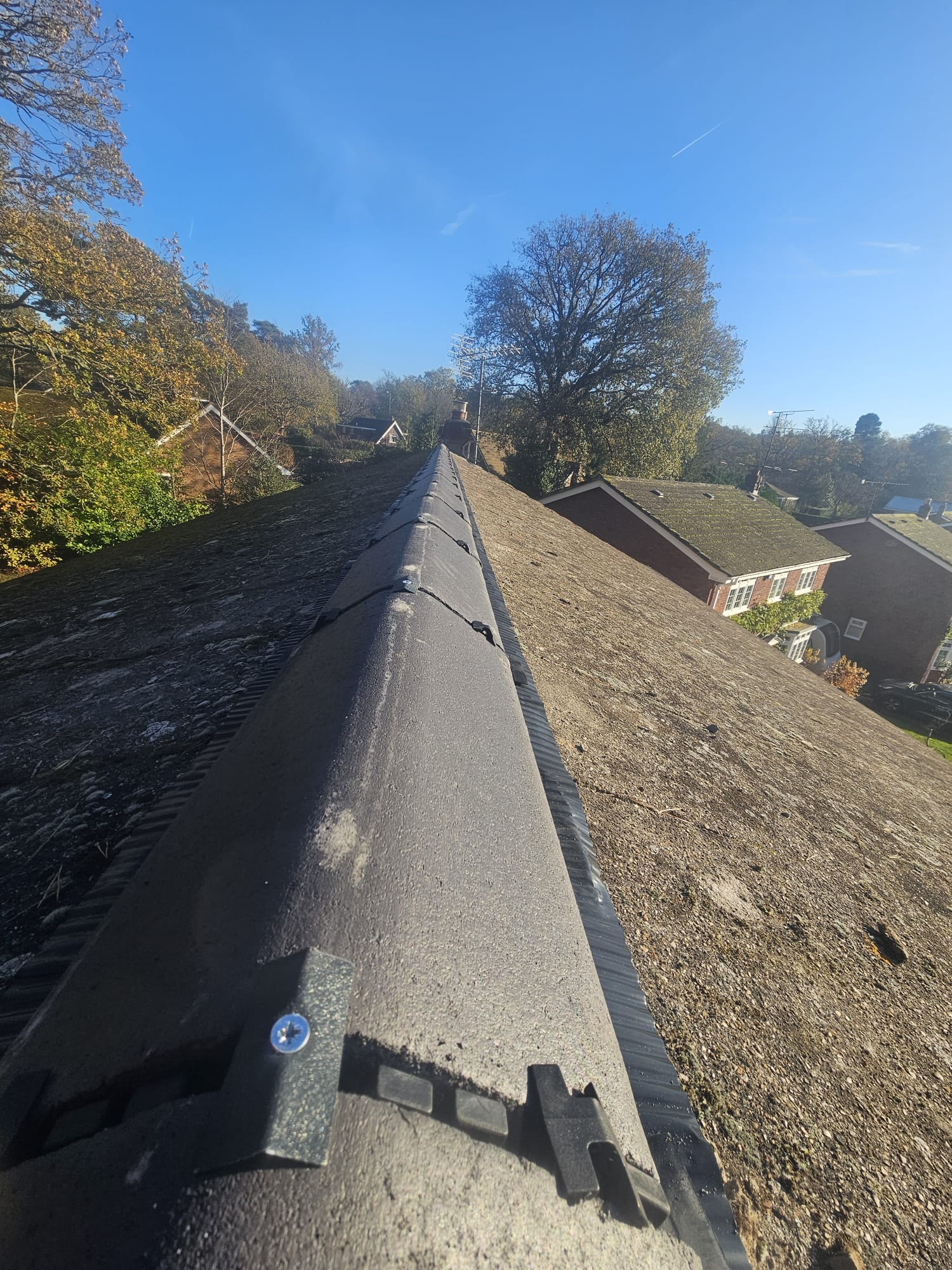 New dry ridge installation — roof repair