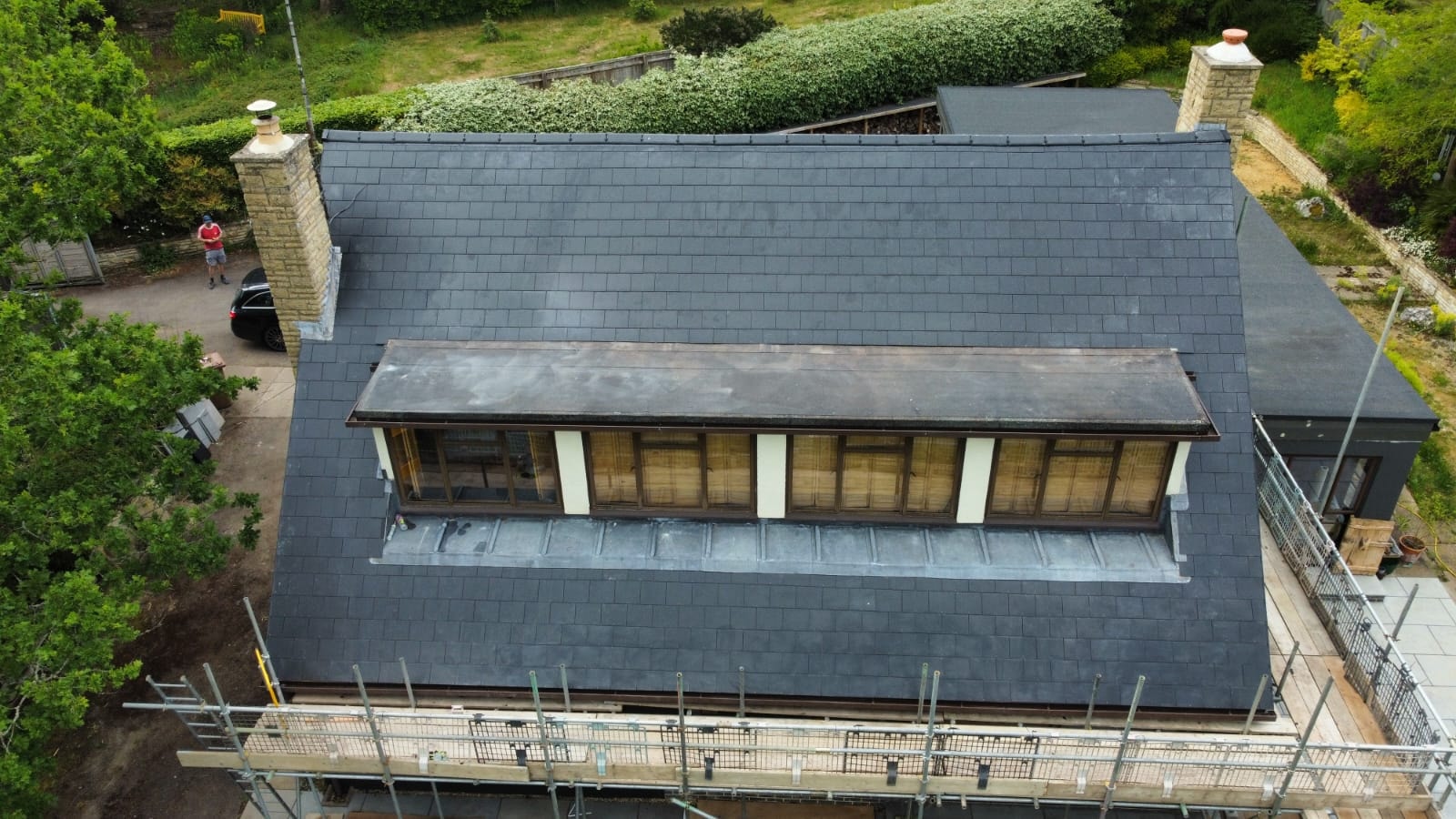 Completed Slate Roof — Aerial View
