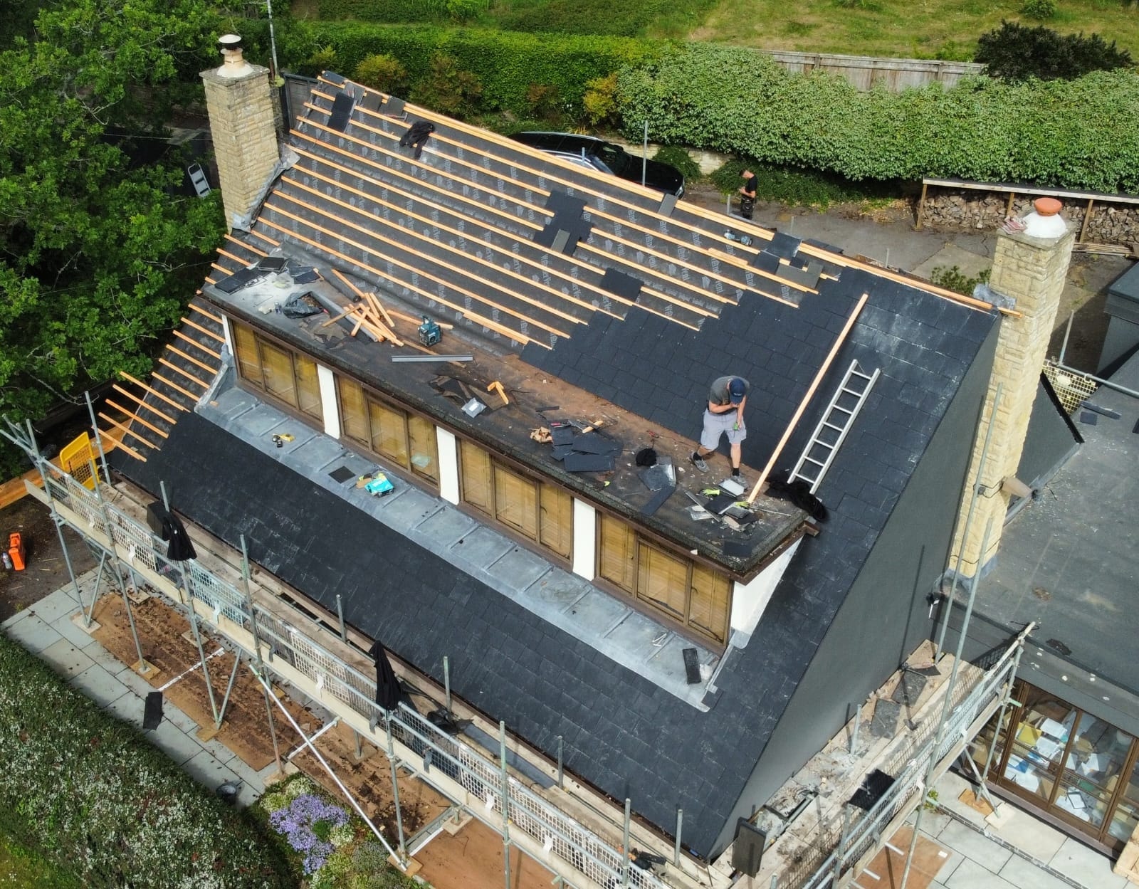 Re-Slate — Mid-Job Aerial View